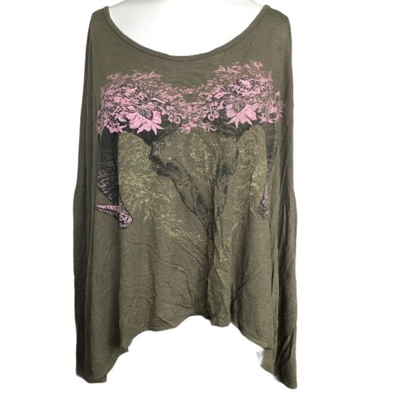 Lush sz small tulip back w/ skull and flowers - Picture 1 of 7